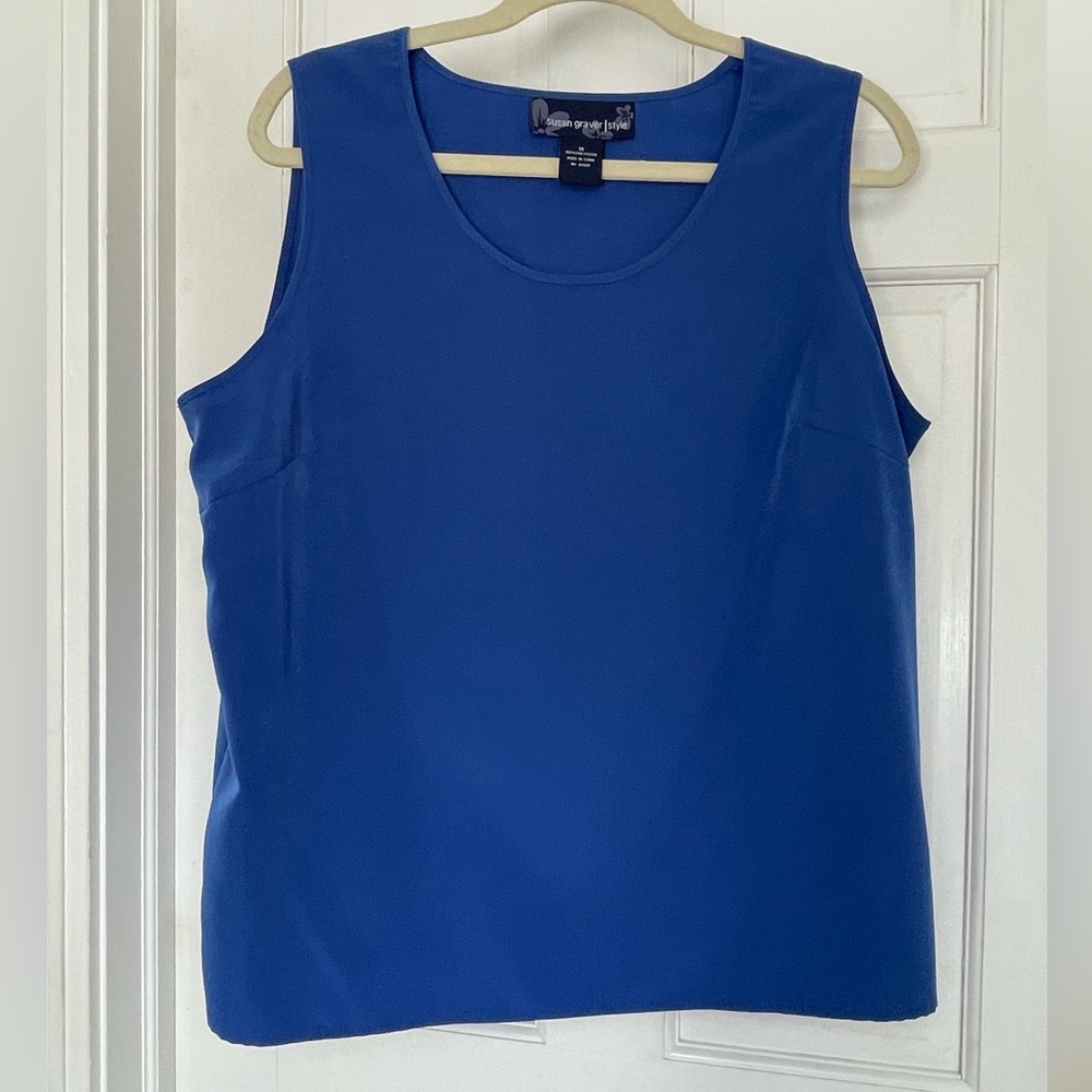 1X cobalt blue shell sleeveless blouse